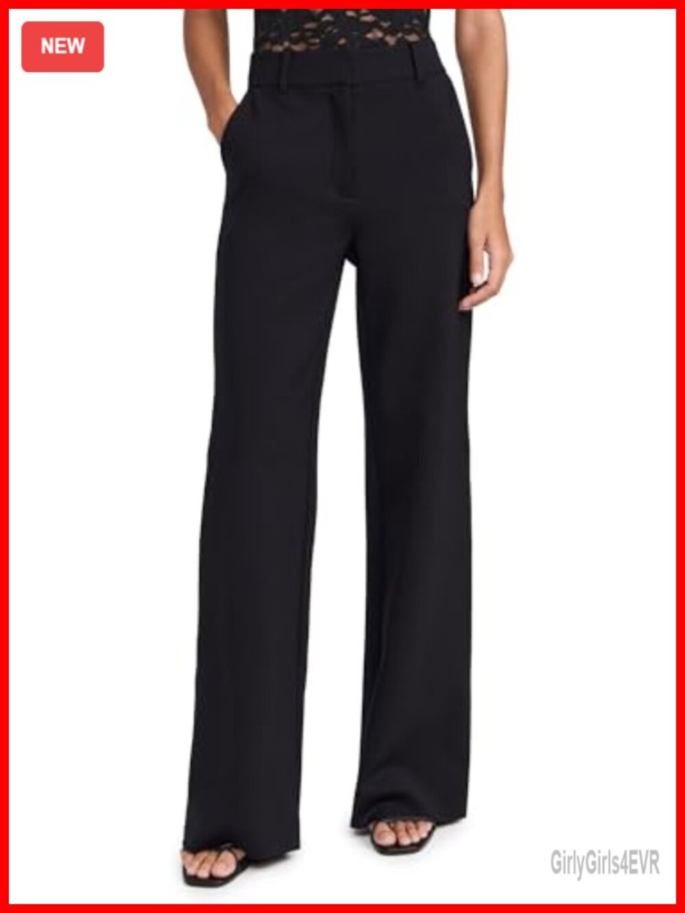 Neoprene Wide Leg Trousers High Rise Compression Hook-and-Eye Closure
